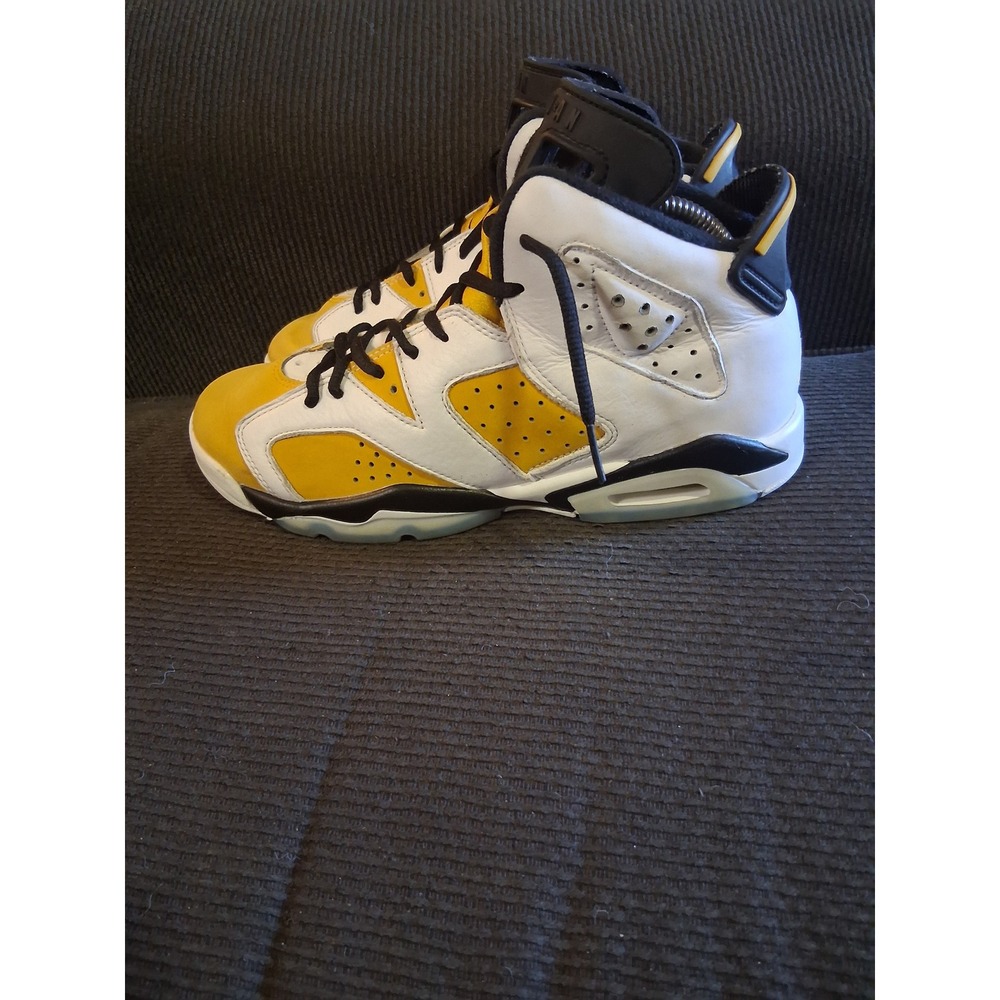 Jordan 6 Retro Yellow Ochre White Black Sneakers‎ 384665-170 Mens 7Y Womens 8.5